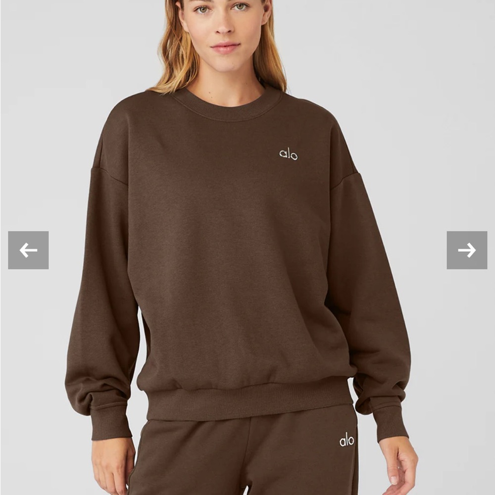 ALO Yoga Accolade Crew Neck Pullover Core: Espresso XS NWT i cut the top off